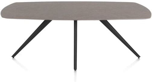 Xooon Saluti EETKAMERTAFEL OVAAL 210 X 105 CM. - 4-POOTJES - ROUGH OFF BLACK - lava Bruin|Grijs|Antraciet Eettafel