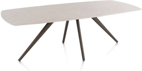Xooon Saluti EETKAMERTAFEL OVAAL 240 X 110 CM. - 4-POOTJES - STEELBROWN - light sand Eettafel