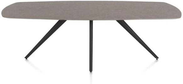 Xooon Saluti eetkamertafel ovaal 240 x 110 cm. - 4-pootjes - rough off black - lava Bruin|Grijs|Antraciet Eettafel
