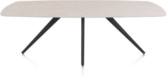 Xooon Saluti eetkamertafel ovaal 240 x 110 cm. - 4-pootjes - rough off black - light sand Eettafel