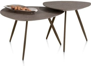 Xooon Salutina salontafel 68 x 68 cm - 3 pootjes - steelbrown Bruin|Grijs|Antraciet Bijzettafel