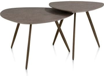 Xooon Salutina salontafel 68 x 68 cm - 3 pootjes - steelbrown Bruin|Grijs|Antraciet Bijzettafel