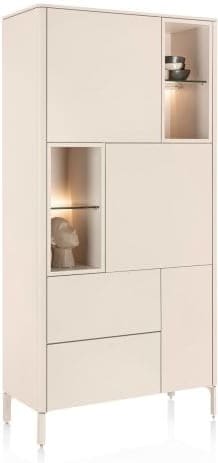 Xooon Trentino Bergkast 95 cm. - 3-deuren + 2-laden + 4-niches - creme Beige|Wit Kast