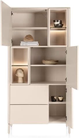 Xooon Trentino Bergkast 95 cm. - 3-deuren + 2-laden + 4-niches - creme Beige|Wit Kast