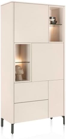 Xooon Trentino Bergkast 95 cm. - 3-deuren + 2-laden + 4-niches - creme Beige|Wit Kast