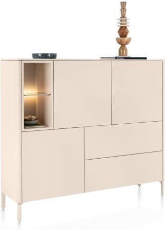 Xooon Trentino Dressette 153 cm. - 3-deuren + 2-laden + 2-niches - creme Beige|Wit Kast