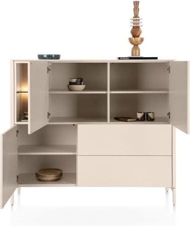 Xooon Trentino Dressette 153 cm. - 3-deuren + 2-laden + 2-niches - creme Beige|Wit Kast