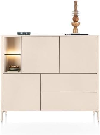 Xooon Trentino Dressette 153 cm. - 3-deuren + 2-laden + 2-niches - creme Beige|Wit Kast