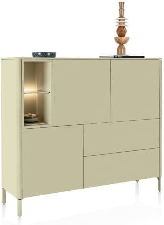 Xooon Trentino Dressette 153 cm. - 3-deuren + 2-laden + 2-niches - olijf Groen Kast