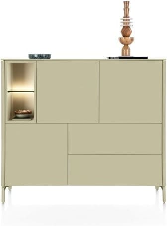 Xooon Trentino Dressette 153 cm. - 3-deuren + 2-laden + 2-niches - olijf Groen Kast
