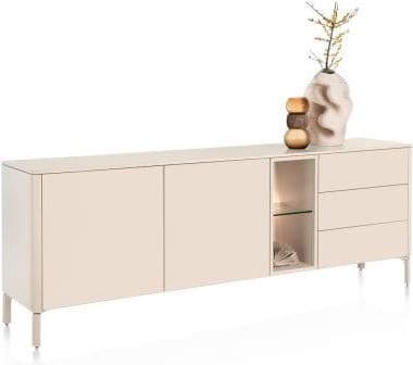 Xooon Trentino Dressoir 210 cm. - 2-deuren + 3-laden + 2-niches - creme Beige|Wit Dressoir