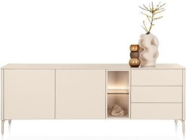Xooon Trentino Dressoir 210 cm. - 2-deuren + 3-laden + 2-niches - creme Beige|Wit Dressoir
