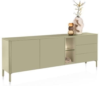 Xooon Trentino Dressoir 210 cm. - 2-deuren + 3-laden + 2-niches - olijf Groen Dressoir
