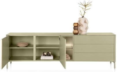 Xooon Trentino Dressoir 240 cm. - 2-deuren + 3-laden + 2-niches - olijf Groen Dressoir
