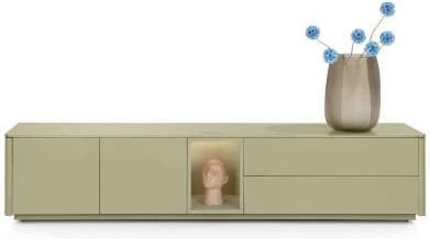Xooon Trentino Lowboard 210 cm. - 2-deuren + 2-laden + 1-niche - mdf gelakt - olijf Groen Tv-meubel|Tv-dressoir