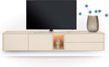 Xooon Trentino Lowboard 240 cm. - 2-deuren + 2-laden + 1-niche - mdf gelakt - creme Beige|Wit Tv-meubel|Tv-dressoir