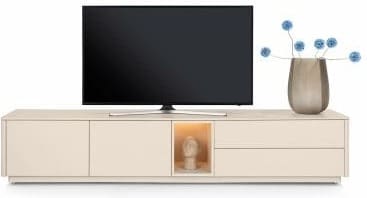 Xooon Trentino Lowboard 240 cm. - 2-deuren + 2-laden + 1-niche - mdf gelakt - creme Beige|Wit Tv-meubel|Tv-dressoir
