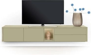 Xooon Trentino Lowboard 240 cm. - 2-deuren + 2-laden + 1-niche - mdf gelakt - olijf Groen Tv-meubel|Tv-dressoir