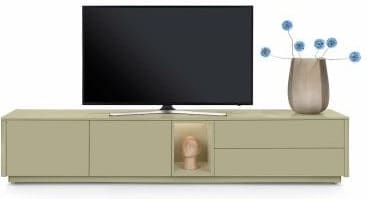 Xooon Trentino Lowboard 240 cm. - 2-deuren + 2-laden + 1-niche - mdf gelakt - olijf Groen Tv-meubel|Tv-dressoir