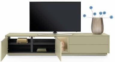Xooon Trentino Lowboard 240 cm. - 2-deuren + 2-laden + 1-niche - mdf gelakt - olijf Groen Tv-meubel|Tv-dressoir
