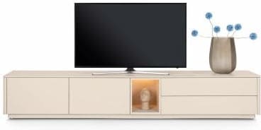 Xooon Trentino Lowboard 270 cm. - 2-deuren + 2-laden + 1-niche - mdf gelakt - creme Beige|Wit Tv-meubel|Tv-dressoir