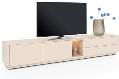 Xooon Trentino Lowboard 270 cm. - 2-deuren + 2-laden + 1-niche - mdf gelakt - creme Beige|Wit Tv-meubel|Tv-dressoir