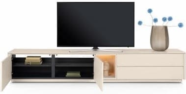 Xooon Trentino Lowboard 270 cm. - 2-deuren + 2-laden + 1-niche - mdf gelakt - creme Beige|Wit Tv-meubel|Tv-dressoir