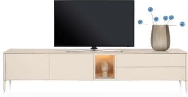 Xooon Trentino Lowboard 270 cm. - 2-deuren + 2-laden + 1-niche - mdf gelakt - creme Beige|Wit Tv-meubel|Tv-dressoir