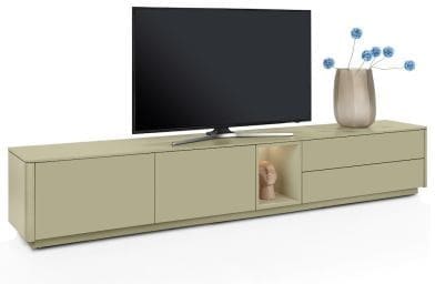 Xooon Trentino Lowboard 270 cm. - 2-deuren + 2-laden + 1-niche - mdf gelakt - olijf Groen Tv-meubel|Tv-dressoir
