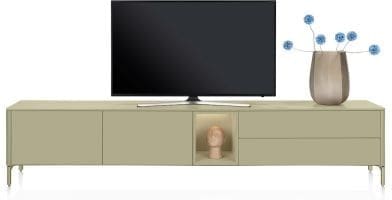 Xooon Trentino Lowboard 270 cm. - 2-deuren + 2-laden + 1-niche - mdf gelakt - olijf Groen Tv-meubel|Tv-dressoir