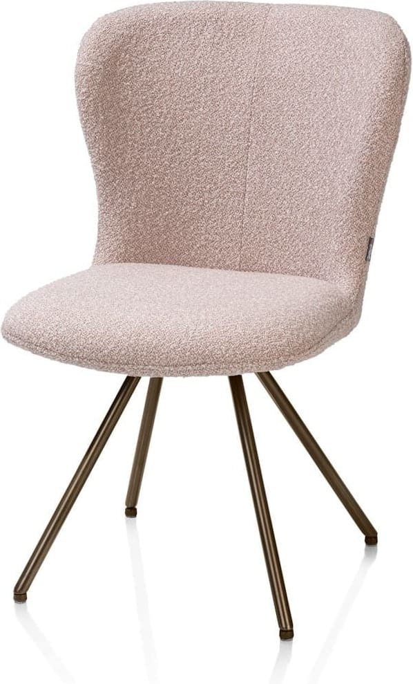 Xooon Ethan eetkamerstoel - draaibaar steelbrown - 4-poot - stof Cloudy - roze Roze Eetkamerstoel