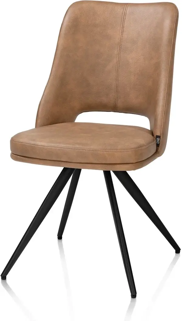 Henders & Hazel Ian Eetkamerstoel - 180 graden draaibaar - rough off black - knock down - pala - cognac Cognac Eetkamerstoel