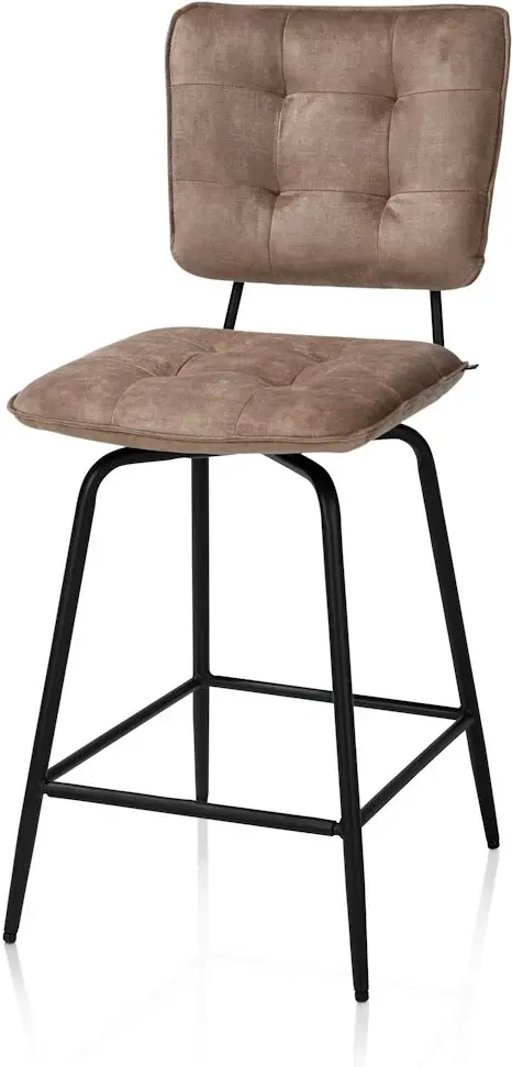 Henders & Hazel Manou barstoel hoog - off black - stof Karese - camel Bruin|Cognac Eetkamerstoel