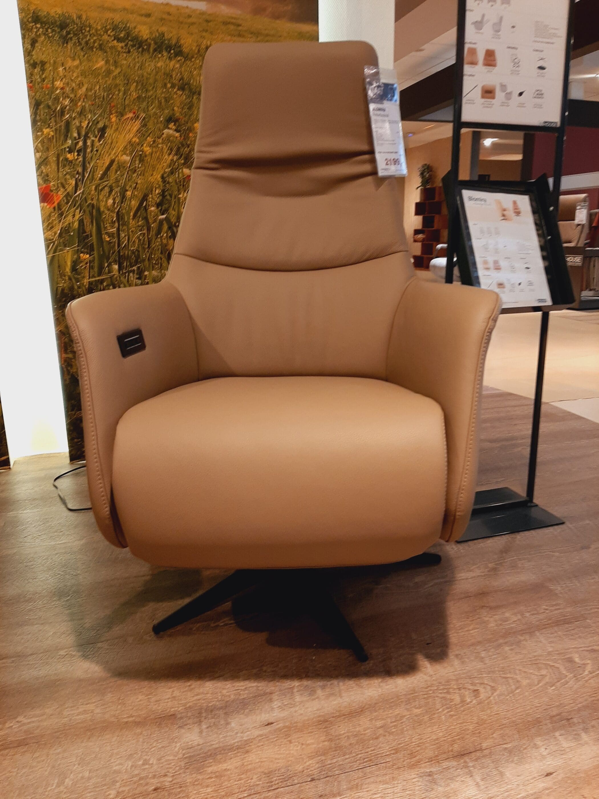 Relaxfauteuil Blomira L bruin leer **SHOWROOMMODEL** - Afbeelding 2