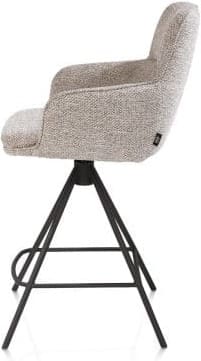Henders & Hazel Mateo barstoel - 4-pootjes - rough off black - bellini Grijs|Wit Eetkamerstoel