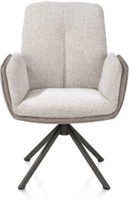 Henders & Hazel Theros Armstoel 4-poots graphiet frame - draaibaar - stof oregon/sevilla - kiezel Grijs|Wit Armstoel
