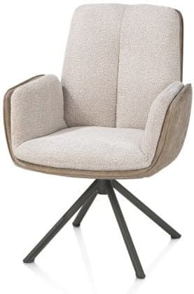 Henders & Hazel Theros Armstoel 4-poots graphiet frame met relax-systeem - draaibaar - stof oregon/sevilla - beige Beige Armstoel