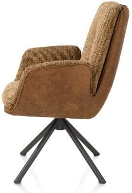 Henders & Hazel Theros Armstoel 4-poots graphiet frame met relax-systeem - draaibaar - stof oregon/sevilla - desert Bruin|Cognac Armstoel