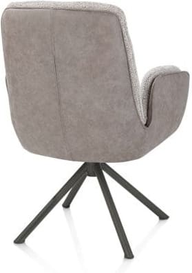 Henders & Hazel Theros Armstoel 4-poots graphiet frame met relax-systeem - draaibaar - stof oregon/sevilla - kiezel Grijs|Wit Armstoel