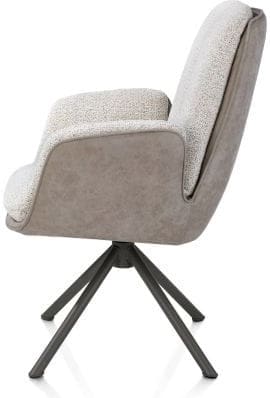 Henders & Hazel Theros Armstoel 4-poots graphiet frame met relax-systeem - draaibaar - stof oregon/sevilla - kiezel Grijs|Wit Armstoel