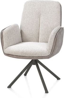 Henders & Hazel Theros Armstoel 4-poots graphiet frame met relax-systeem - draaibaar - stof oregon/sevilla - kiezel Grijs|Wit Armstoel