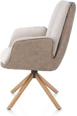 Henders & Hazel Theros Armstoel 4-poots naturel eiken - draaibaar - stof oregon/sevilla - beige Beige Armstoel