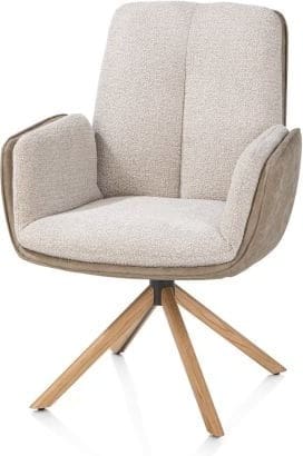 Henders & Hazel Theros Armstoel 4-poots naturel eiken - draaibaar - stof oregon/sevilla - beige Beige Armstoel
