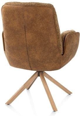 Henders & Hazel Theros Armstoel 4-poots naturel eiken - draaibaar - stof oregon/sevilla - desert Bruin|Cognac Armstoel