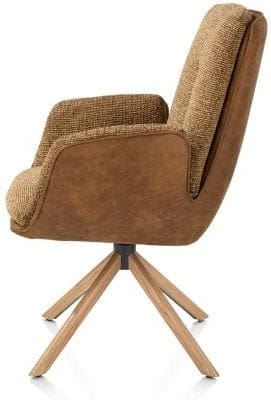 Henders & Hazel Theros Armstoel 4-poots naturel eiken - draaibaar - stof oregon/sevilla - desert Bruin|Cognac Armstoel