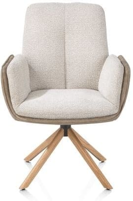 Henders & Hazel Theros Armstoel 4-poots naturel eiken met relax-systeem - draaibaar - stof oregon/sevilla - beige Beige Armstoel