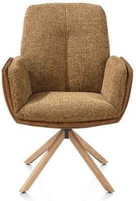 Henders & Hazel Theros Armstoel 4-poots naturel eiken met relax-systeem - draaibaar - stof oregon/sevilla - desert Bruin|Cognac Armstoel