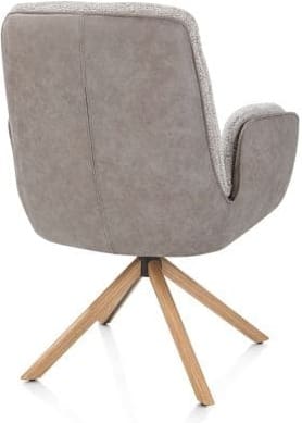 Henders & Hazel Theros Armstoel 4-poots naturel eiken met relax-systeem - draaibaar - stof oregon/sevilla - kiezel Grijs|Wit Armstoel