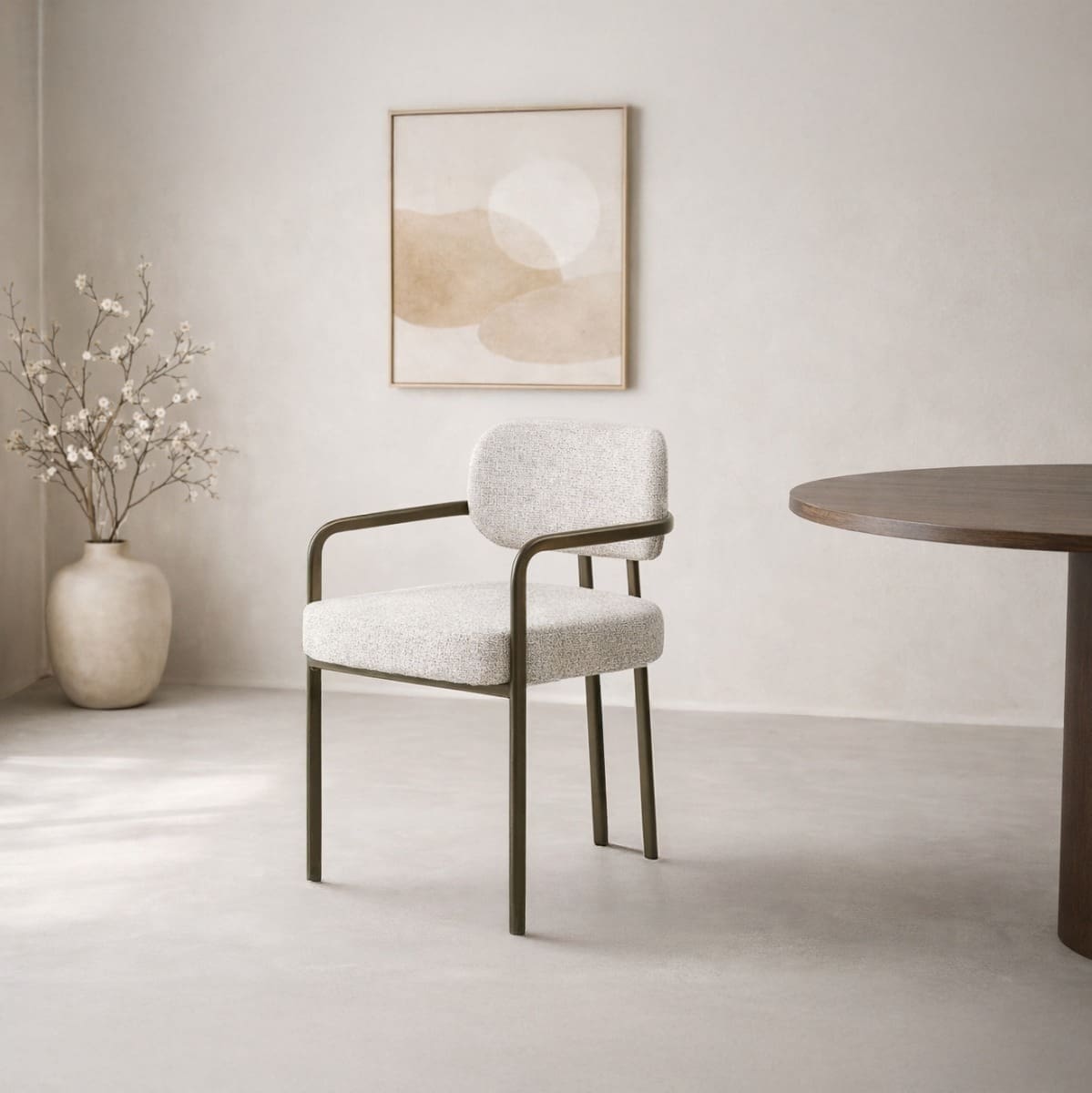 Livingfurn Eetkamerstoel Milan Beige Beige|Wit Eetkamerstoel