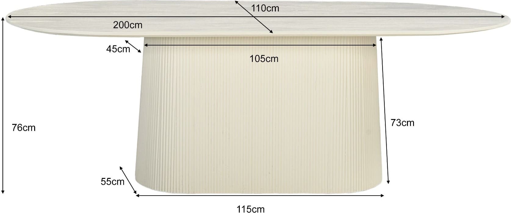 Livingfurn Eettafel Patrice 200cm Bruin|Naturel Eettafel